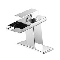 Robinet de salle de bain cascade Chrome bassin cascade robinet LED puissance changement de couleur dessin grand robinet d'évier