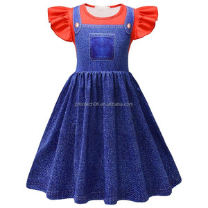 Vestido con mangas con volantes para niños con estampado digital en 3D - Traje con temática <span class=keywords><strong>de</strong></span> la película Super <span class=keywords><strong>Bros</strong></span>. - Product Image 2