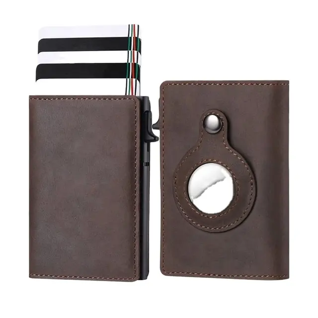 2022 design airtag wallet air tag metal card holder pu leather airtag case wallet