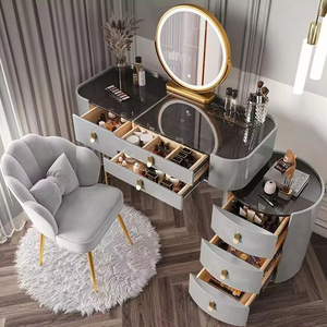 Gorgeous <strong>Dressing</strong> <strong>Table</strong> Hot Sale Makeup Dresser <strong>Table</strong> With Led Lights and Large Capacity <strong>Storage</strong> Beside Cabinet With Chair China - Product Image 2