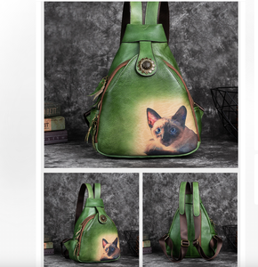 Sac à dos rétro en cuir de vachette Andong pour femmes et filles, grande capacité, sacs à bandoulière pour le travail en extérieur, sacs à main décontractés - Product Image 3