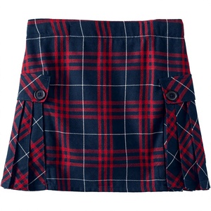Girls Navy Red Plaid <b>Pleated</b> <b>School</b> Uniform <b>Skirt</b> Woven Bottoms - Product Image 2