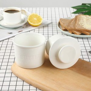 Pot <span class=keywords><strong>à</strong></span> beurre en céramique de style cloche pour la cuisine <span class=keywords><strong>à</strong></span> domicile, pot <span class=keywords><strong>à</strong></span> beurre français en porcelaine d'origine avec ligne d'<span class=keywords><strong>eau</strong></span> - Product Image 6