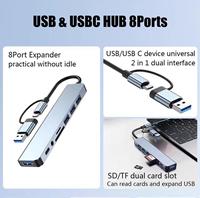 Hub Gamer 8-en-1 Double USB-C/USB 3.0 4K HDR Lecteur SD/TF Audio Hi-Fi 100W PD pour PS5/Switch (Conception Globale à Faible Latence) En Stock