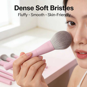 8 pinceaux <span class=keywords><strong>de</strong></span> maquillage cosmétiques <span class=keywords><strong>de</strong></span> haute qualité, rose, manche en bois premium, logo personnalisé, vegan, étiquette privée, pour femmes - Product Image 3