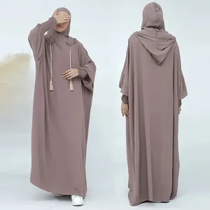 Ramazan bayram müslüman kadınlar namaz kapşonlu abaya toptan müslüman elbise mütevazı Dubai türkiye namaz islam giyim