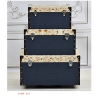 Solution de stockage de salon élégant Boîtes de coffre en bois recouvertes de toile Forme rectangulaire