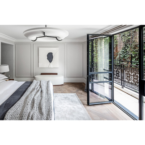 Portes d'entrée en verre et acier à cadre noir avec verrou crémon pour maisons, porte extérieure à double vitrage en fer forgé sur mesure, décoration de la maison - Product Image 5