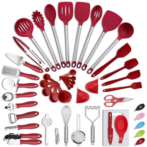 Vente flash : Ensemble de 42 ustensiles de cuisine en nylon et acier inoxydable, jeu d'ustensiles de cuisine en silicone, spatule, <span class=keywords><strong>gadgets</strong></span> de pâtisserie - Product Image 1