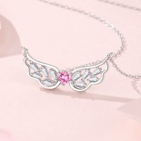 Colliers en zircon pour femmes Dan Jewelry, argent sterling 925 avec cœur rose, zircone cubique 5A, ailes d'ange pour femmes
