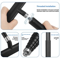 Essuie-glace en silicone détachable, design extensible, manche en acier inoxydable, grattoir à eau évolutif pour le nettoyage des fenêtres, sols et salles de bain