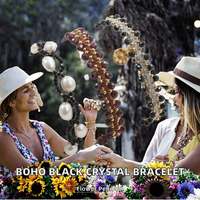 Bracelet tressé bohème tendance en macramé laiton fait main avec breloque tournesol et strass pour femme, cadeau de mariage