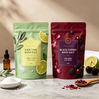 Sachet en plastique mat personnalisé imprimé pour sels de bain, exfoliant corporel, avec fermeture éclair, pochette verticale refermable