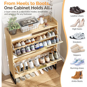 Nuovo Design Nanyang: Scarpiera Ultra Sottile a 2 Ripiani in Beige per Interni, Mobile Portascarpe Semplice per Soggiorno, Corridoio e Ingresso - Product Image 3