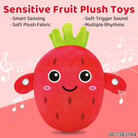 Jouet en peluche doux OEM en tissu fraise pour fournisseurs, jouet musical sensoriel éducatif pour l'apprentissage, piano rythmique sensoriel en forme de fruit