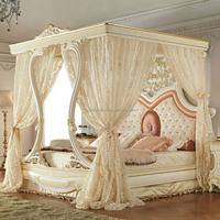 Lit à cadre sculpté en bois massif de style européen lits à baldaquin en bois de style palais français pour chambre à coucher principale meubles de maison