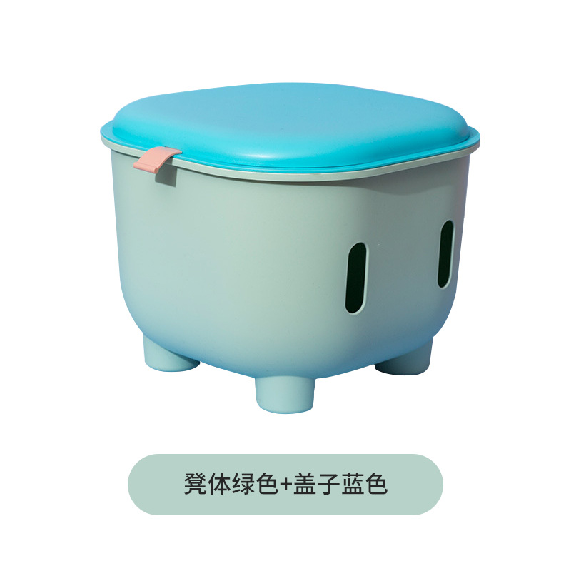 Green stool with blue lid (Walmart price: 69.9 yuan)