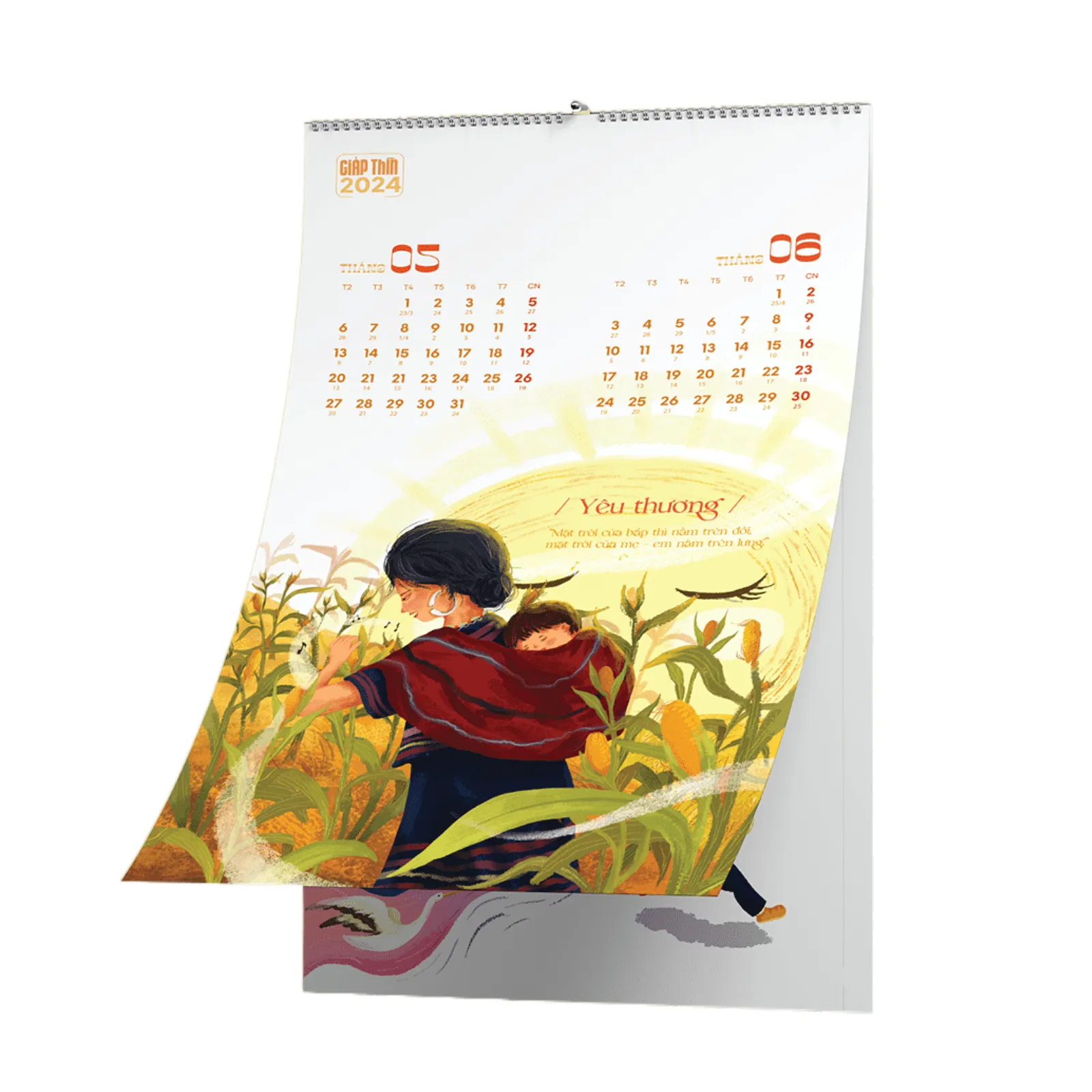 Grosir kustom 2024 bingkai foto kalender kantor hadiah pelana Stitch Spiral mengikat harian bulanan dinding kalender cetak