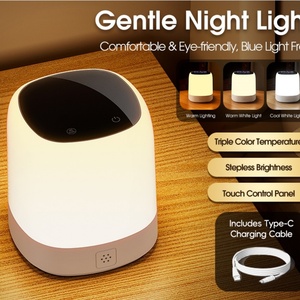 High Quality Modern Portable <b>Mini</b> LED Night Light with Time Display Rechargeable Switch Control ABS Body for Bedroom - Product Image 2