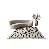 Tapis marocain en laine noué à la main, design brodé de style indien, tapis persan lavable pour intérieur et extérieur par ITHL