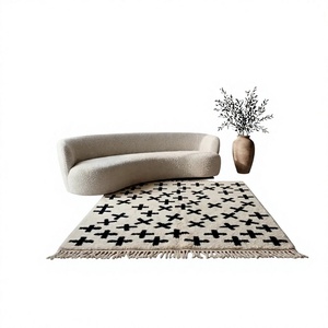 Hand-Knotted Woolen Moroccan Carpet Indian-Style Embroidered Design Washable Persian <b>Rug</b> Indoor Outdoor Use By ITHL - Product Image 1