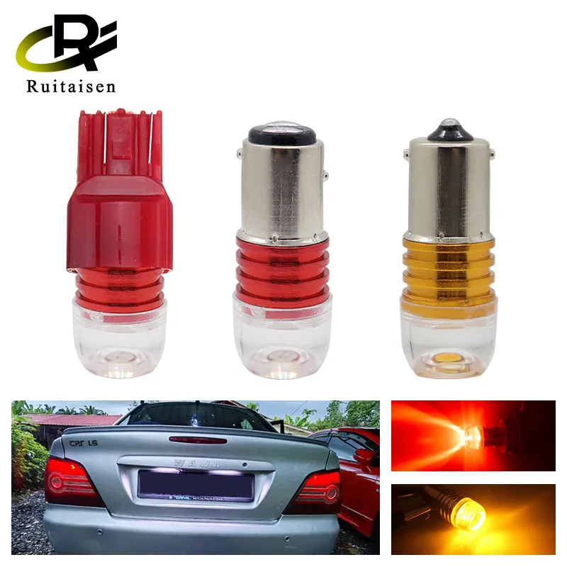 Luz LED de Flash estroboscópica para coche, Bombilla de lámpara intermitente de freno, 12V, rojo y blanco, ba15s, P21W, P21/5W, 1157