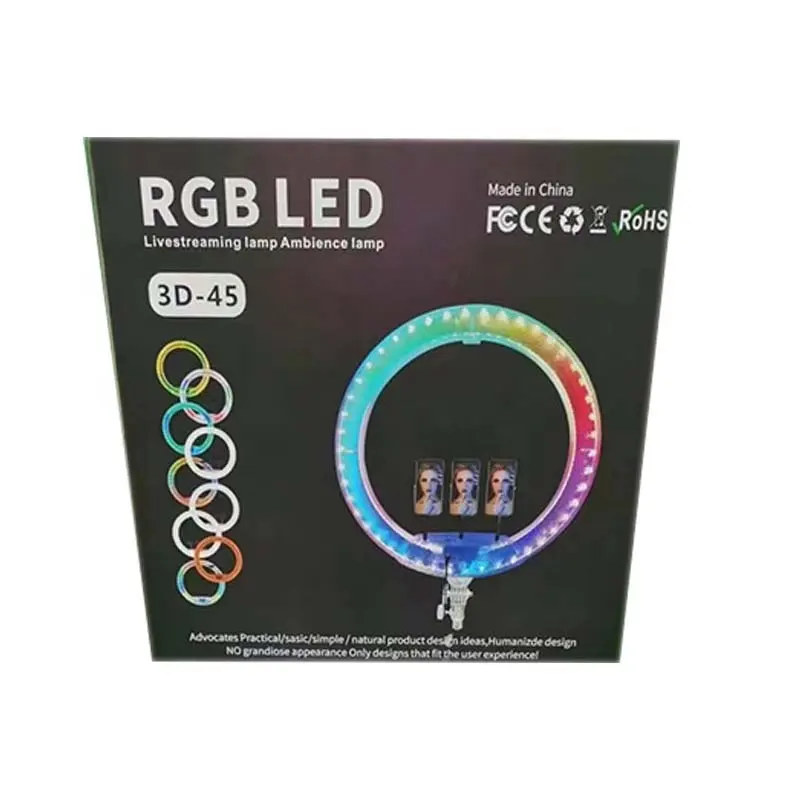 3 D45 18 Zoll RGB 45CM Selfie Rin glicht Kit RGB12V Vollfarb einstellung tragbares LED-Licht Weit verbreitet für Live-Streaming-Videos