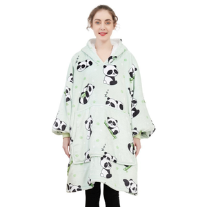 Manta con Capucha de Forro Polar Casual de <span class=keywords><strong>Invierno</strong></span> Más Vendida, Doble Capa, Engrosada, Transpirable, Suave y Cálida, <span class=keywords><strong>Pijama</strong></span> Ponible con Logotipo Frontal - Product Image 3