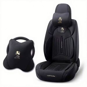 Housse de siège de voiture de luxe en cuir PU TONGHUI pour Cadillac Escalade, ensemble complet 10 places, noir, broderie fine, surpiqûres rouges, toutes saisons - Product Image 5