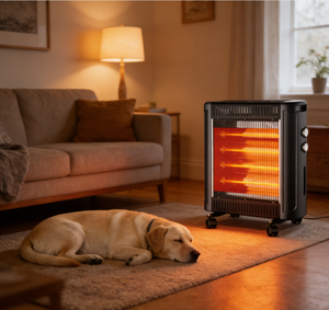 Calentador seguro para mascotas QHW-2600 con 360 grados de cobertura °   Interruptor de Inclinación, 2400W, 4 Lámparas, Reflector Grande, Termostato Ajustable para <span class=keywords><strong>Casa</strong></span> Cálida para Mascotas - Product Image 1