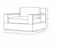 Fauteuil d'extérieur moderne et minimaliste en aluminium, avec coussin amovible et imperméable, pour patio, jardin ou cour.