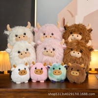 CHIQUE 2026 Nouvelle Arrivée Peluche Vache des Highlands Brodé Super Doux en Polyester avec Rembourrage Coton PP, Jouet Vache à Poils Longs