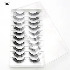 T07 Cílios Postiços Natural Maquiagem Nude Simulação Cruz Messy Eye 3D Curly Cílios macios