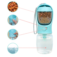 Bouteille d'eau portable 2-en-1 pour chien avec logo personnalisé et récipient à nourriture, distributeur d'eau de voyage anti-fuite pour animaux de compagnie, biberon d'alimentation pour chiot