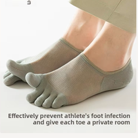 Chaussettes d'été pour hommes à cinq doigts, basses, en maille respirante, invisibles, anti-germe, avec séparation des orteils