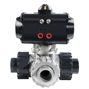 Réduction tarifaire COVNA Vanne à bille pneumatique UPVC à retour par ressort Trois voies Union à douille Vanne pneumatique - Product Image 3