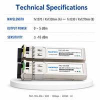 Module SFP+ 10G 1310nm à fibre optique 40km, émetteur-récepteur SFP 10 Gbit/s