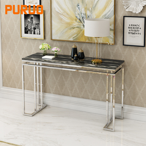 PURUO European Simple Design <strong>Black</strong> Glass Marble Top <strong>Console</strong> <strong>Table</strong> Modern Stainless Steel Frame Home Hotel Furnture Hallway <strong>Table</strong> - Product Image 3