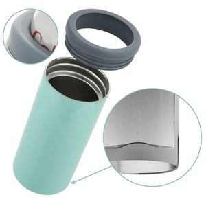 Refroidisseur de canettes 4-en-1 personnalisé en acier inoxydable à double paroi isolé sous vide de 16 oz pour bouteilles de bière et canettes de 12 oz, idéal pour le camping, avec double couvercle - Product Image 2