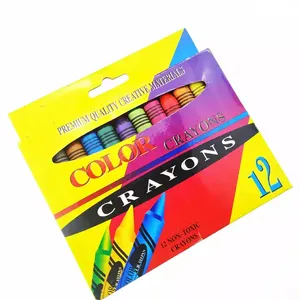 Non Toxic 3.5 inches Multi Color 8 12 24pcs Custom Logo Wax Crayons with wrap paper
