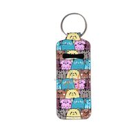 SMETA Sedex 4P Usine Sublimation Mignon Chat Néoprène Porte-Clés Chapstick Porte-Clés Porte-Lèvres Baume Porte-Clés