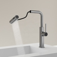 Robinet de cuisine design moderne, mitigeur sanitaire 3 voies avec filtre à eau, en laiton, extractible et cascade, avec cartouche céramique