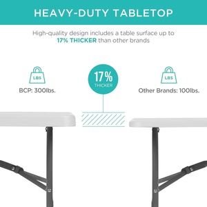 Heavy Duty 6ft <b>Folding</b> <b>Table</b> Rectangular Portable <b>Folding</b> <b>Table</b> with Metal Steel Frame for Outdoor Event Party Wholesale - Product Image 5