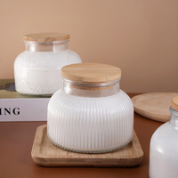 Pot à bougie rond en verre transparent de qualité supérieure, 24 oz, pour l'aromathérapie et la fabrication de bougies de luxe, vente en gros