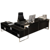 Ensemble de chaise de bureau de direction modulaire en MDF facile à assembler, design moderne, bureau à domicile sain, tiroir de rangement noir