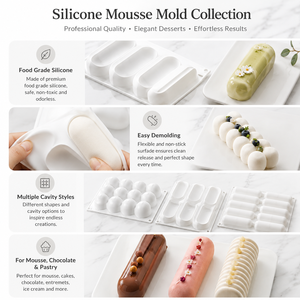 TangChu Ensemble de moules de cuisson en silicone à barres longues 6 et 8 cavités - pour gâteaux, mousses, aliments pour bébés et pains vapeur - Product Image 5