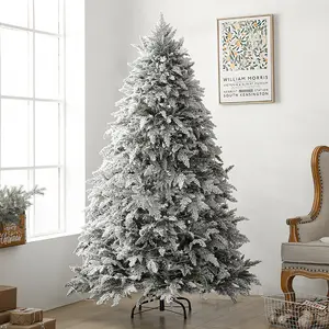 Wholesale 7ft Mixed Flocked Christmas Tree Artificial Tree With PE PVC Metal Stand Big Snow Effect For Festive Decorations