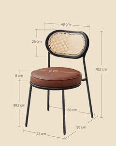 <span class=keywords><strong>VASAGLE</strong></span> <span class=keywords><strong>Chaises</strong></span> de cuisine en rotin avec structure en métal et assise rembourrée Lot de 2 <span class=keywords><strong>chaises</strong></span> de salle à manger en similicuir - Product Image 4