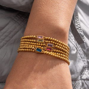 سوار أنيق مطلي بالذهب عيار 18 قيراط من الزركون المطلي بالخرز للنساء أساور من الخرز من الفولاذ المقاوم للصدأ مقاومة للماء - Product Image 5