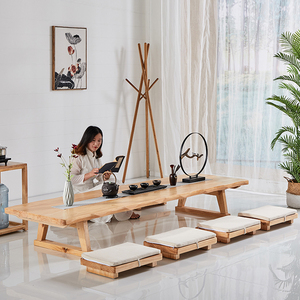Tatami table basse assise table à thé longue baie vitrée style japonais table à thé kang Zen en bois massif grande - Product Image 3